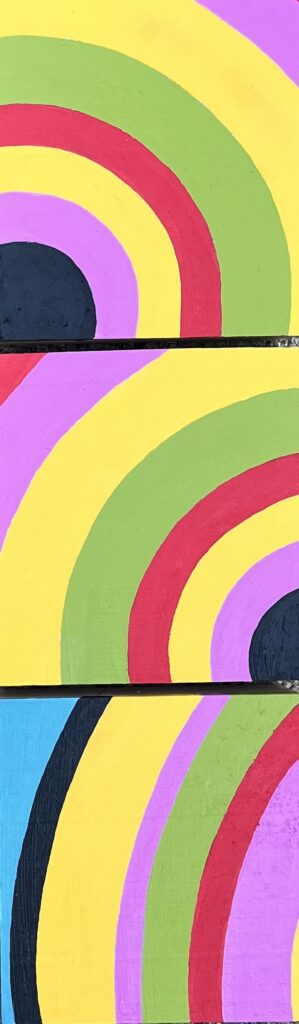 Target Formerly, triptych, 12.25 in. X 4 in., acrylic on board, 2022